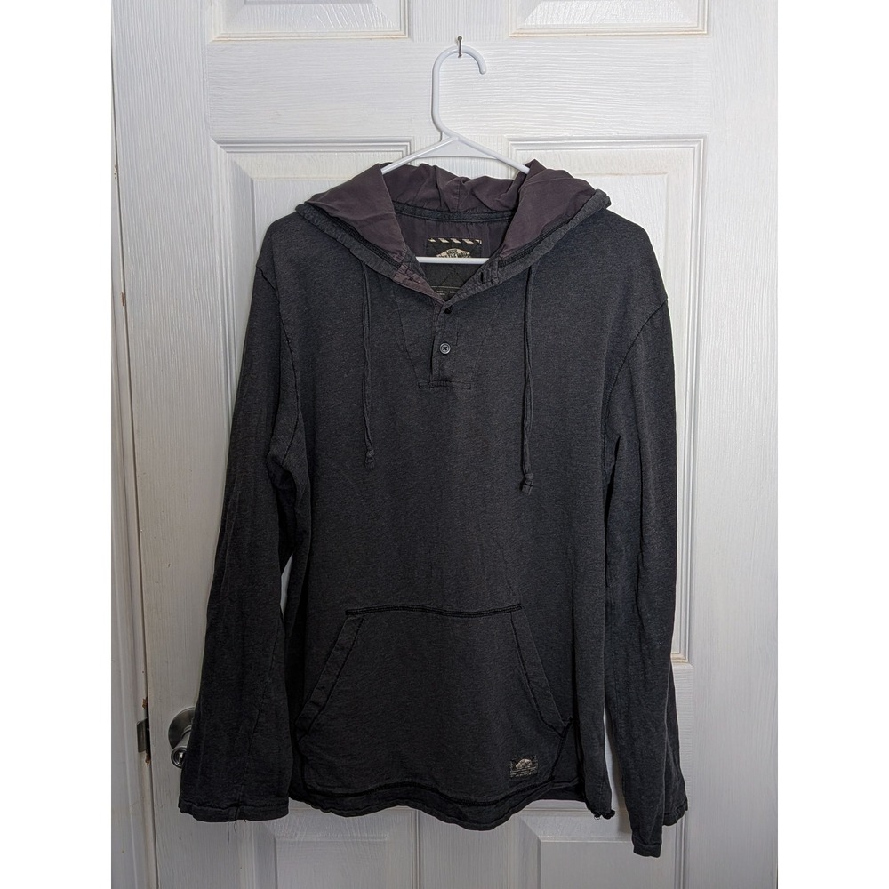Vans Off The Wall Mens Large Gray Henley Hoodie Long Sleeve Pullover Shirt